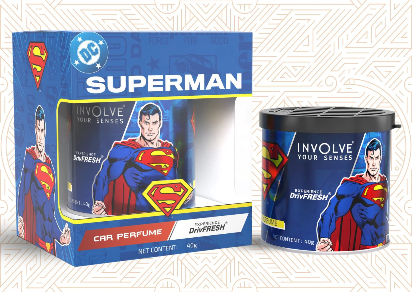 Superman Car Fragrance: Fiber Tin Can OFFICIAL DC MERCHANDISE (40 g)